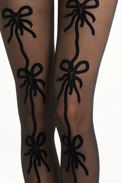30 Denier Flocked Patterned Tights - Patterned - Women | Tezenis