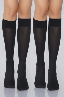 2 Pairs Of 50 Denier Microfiber Knee-High Stockings - Socks - Women | Tezenis