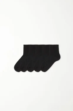 5 Pairs Of Cotton Crew Socks - Socks - Women | Tezenis