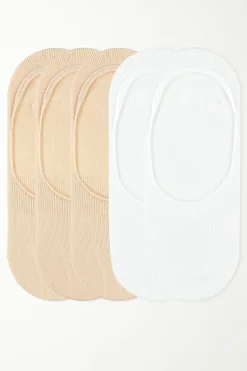 5 Pairs Of Cotton No-Show Socks - Socks - Women | Tezenis
