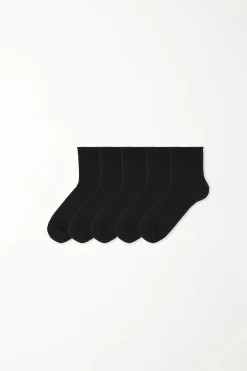 5 Pairs Of Cuffless Cotton Crew Socks - Socks - Women | Tezenis