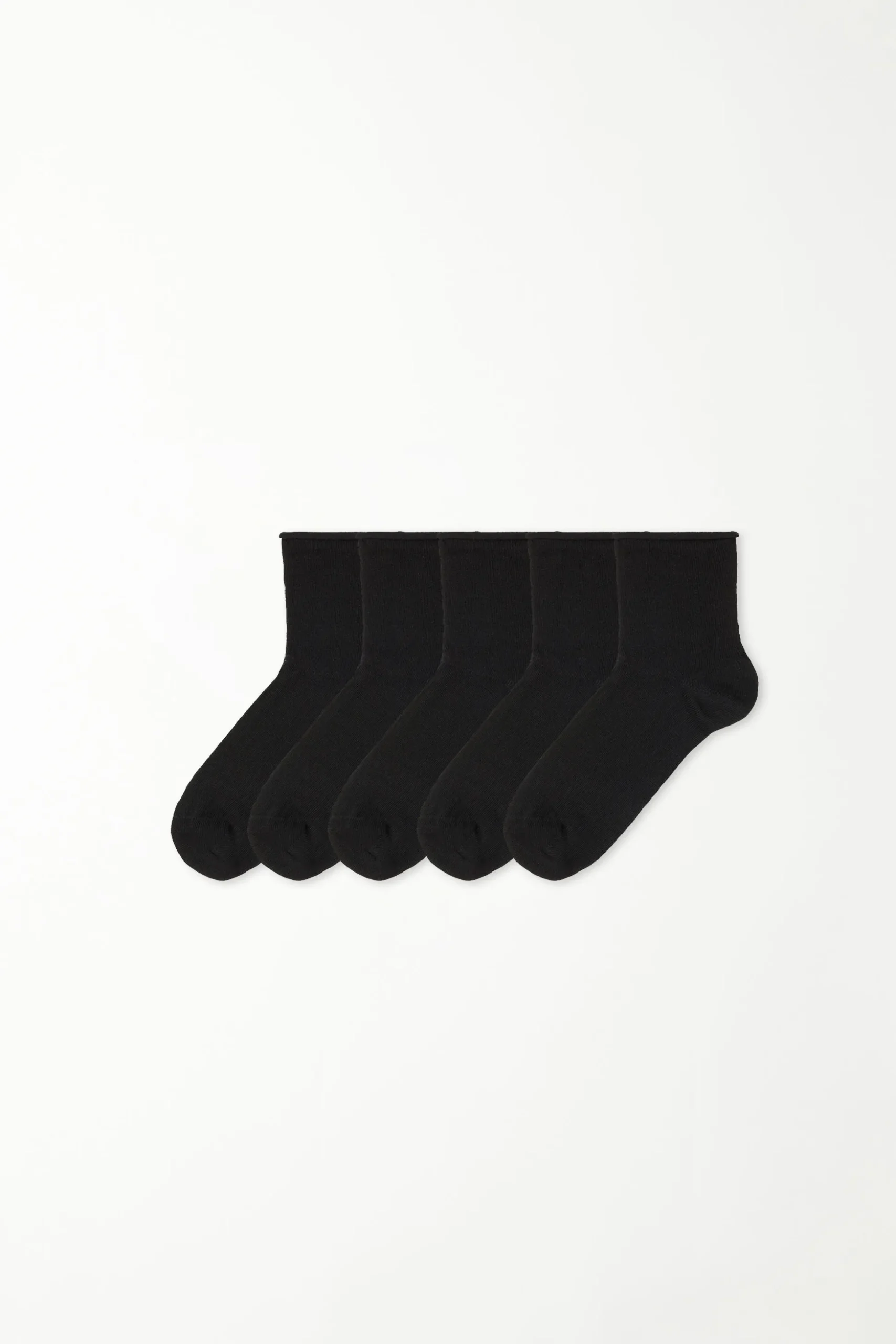 5 Pairs Of Cuffless Cotton Crew Socks - Socks - Women | Tezenis
