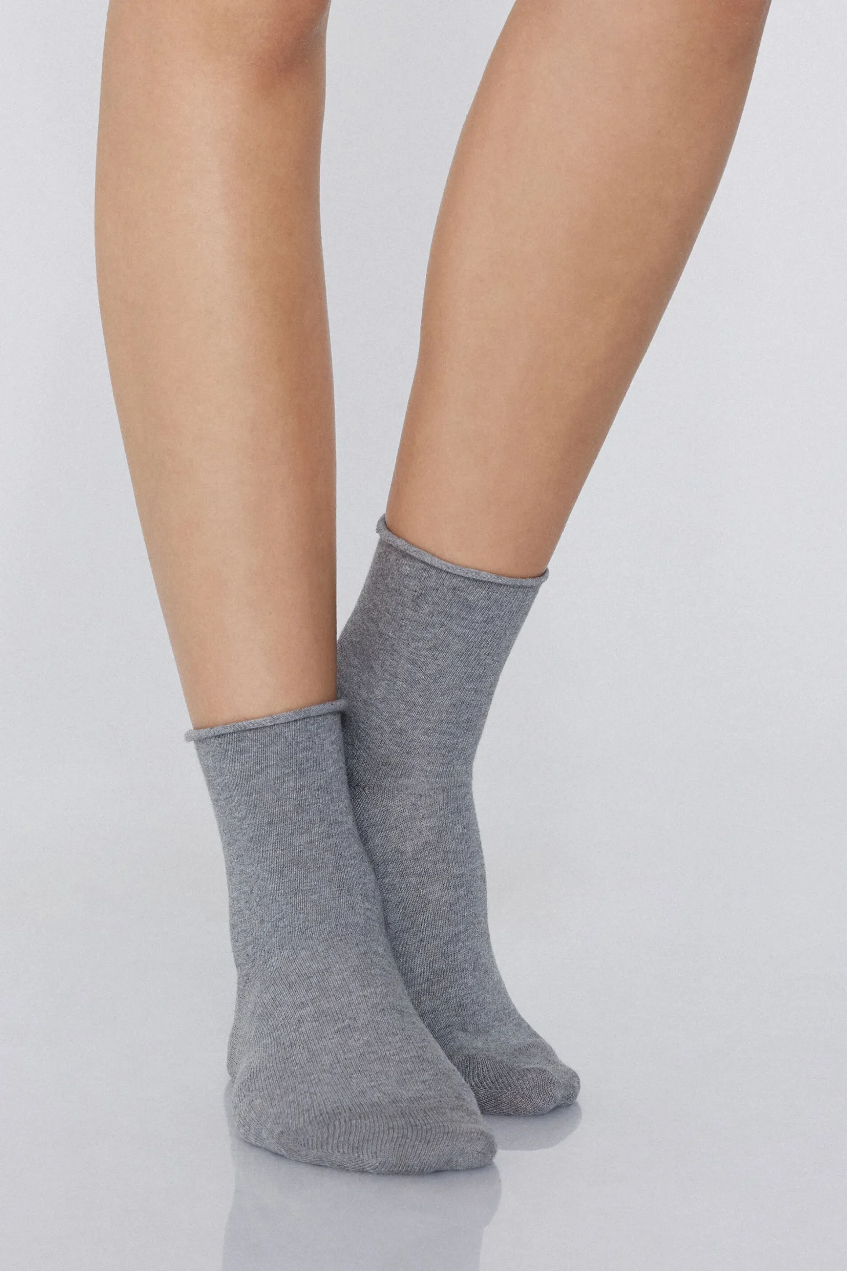 5 Pairs Of Cuffless Cotton Crew Socks - Socks - Women | Tezenis