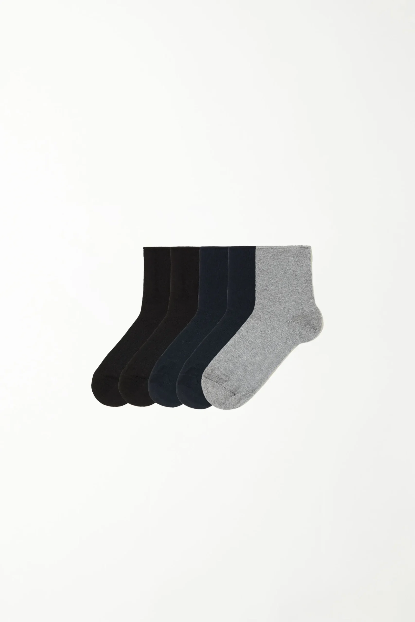 5 Pairs Of Cuffless Cotton Crew Socks - Socks - Women | Tezenis