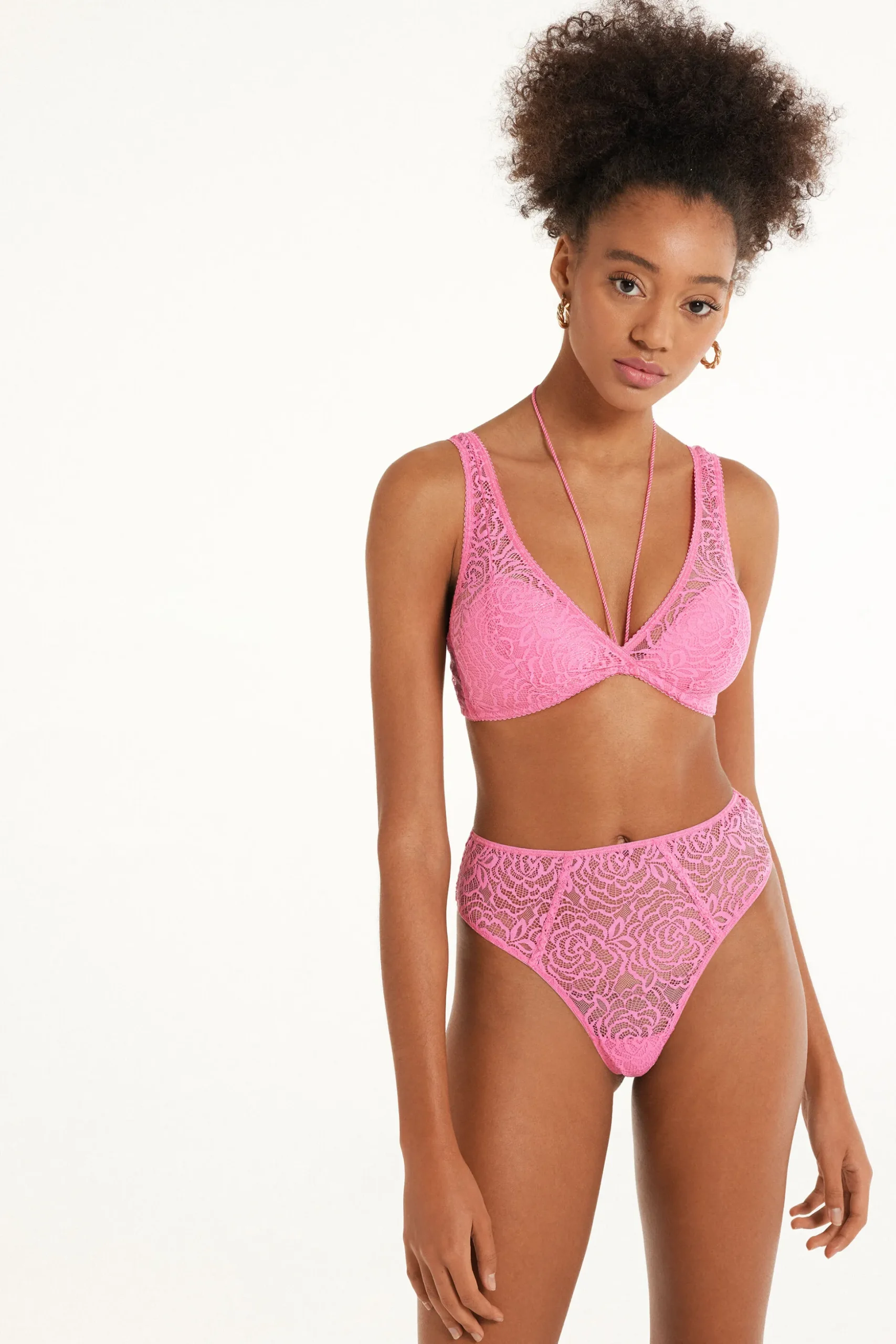 After Midnight Lace High-Waisted High-Cut Brazilian Panties - Cheeky Briefs - Women | Tezenis