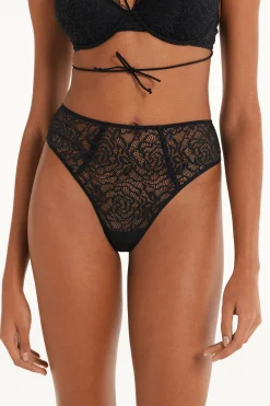 After Midnight Lace High-Waisted High-Cut Brazilian Panties - Cheeky Briefs - Women | Tezenis