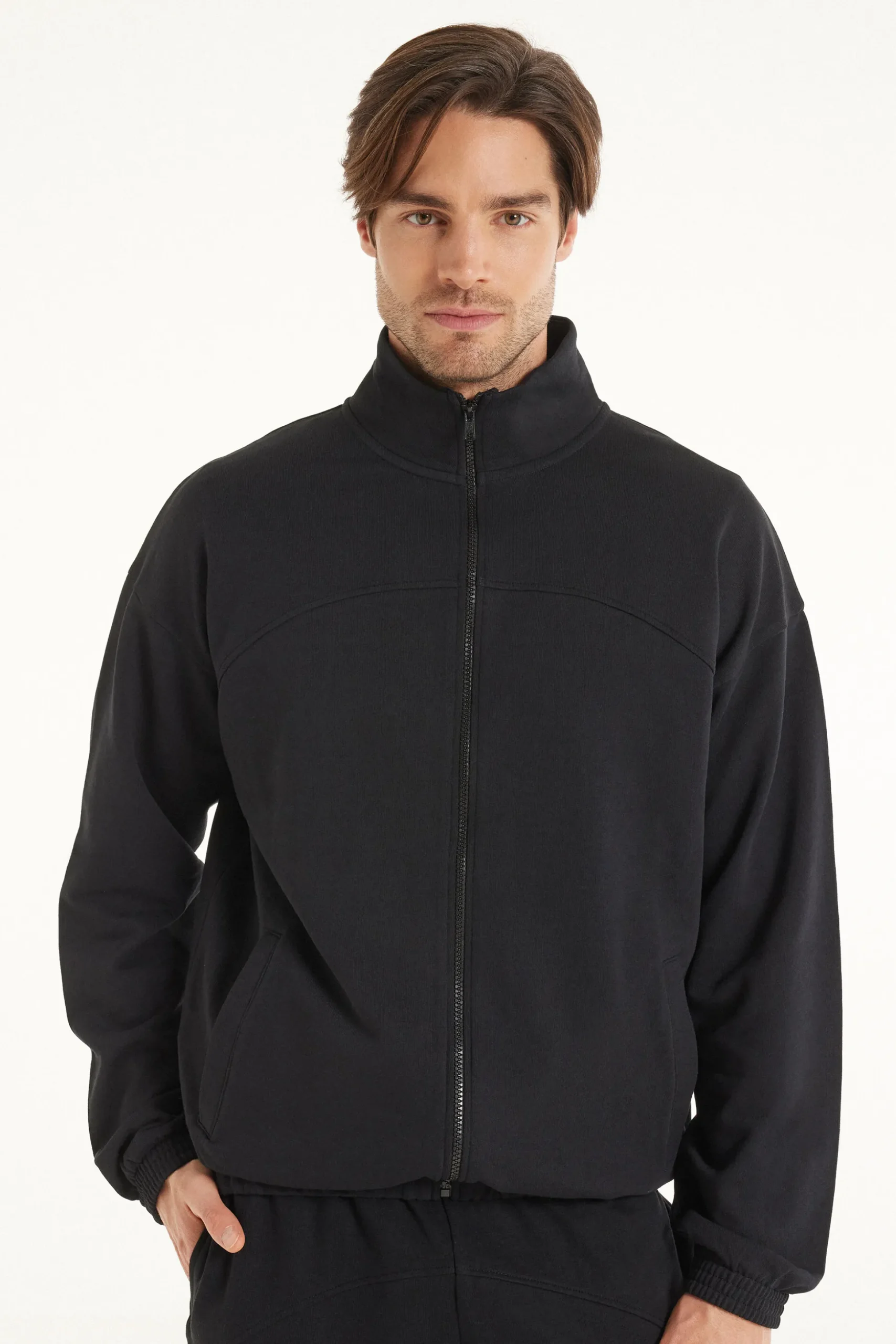 Basic Long Sleeve Pocket Zip Sweatshirt - Sweatshirts - Men | Tezenis