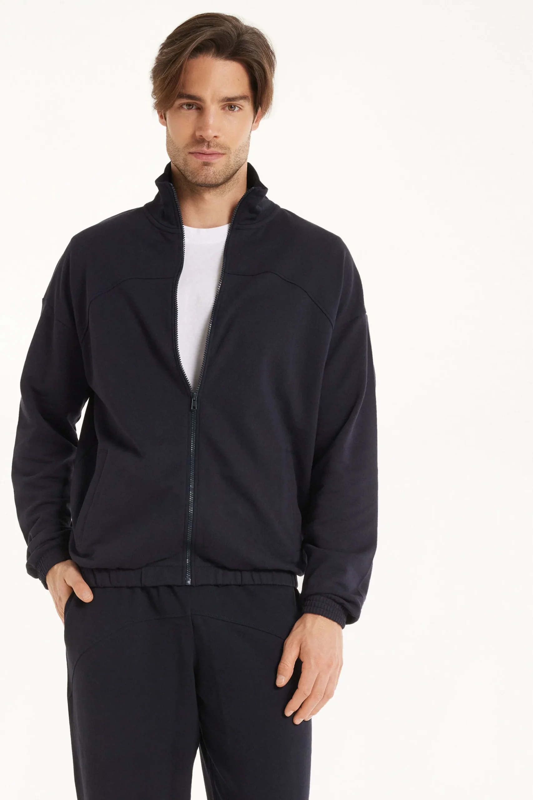 Basic Long Sleeve Pocket Zip Sweatshirt - Sweatshirts - Men | Tezenis