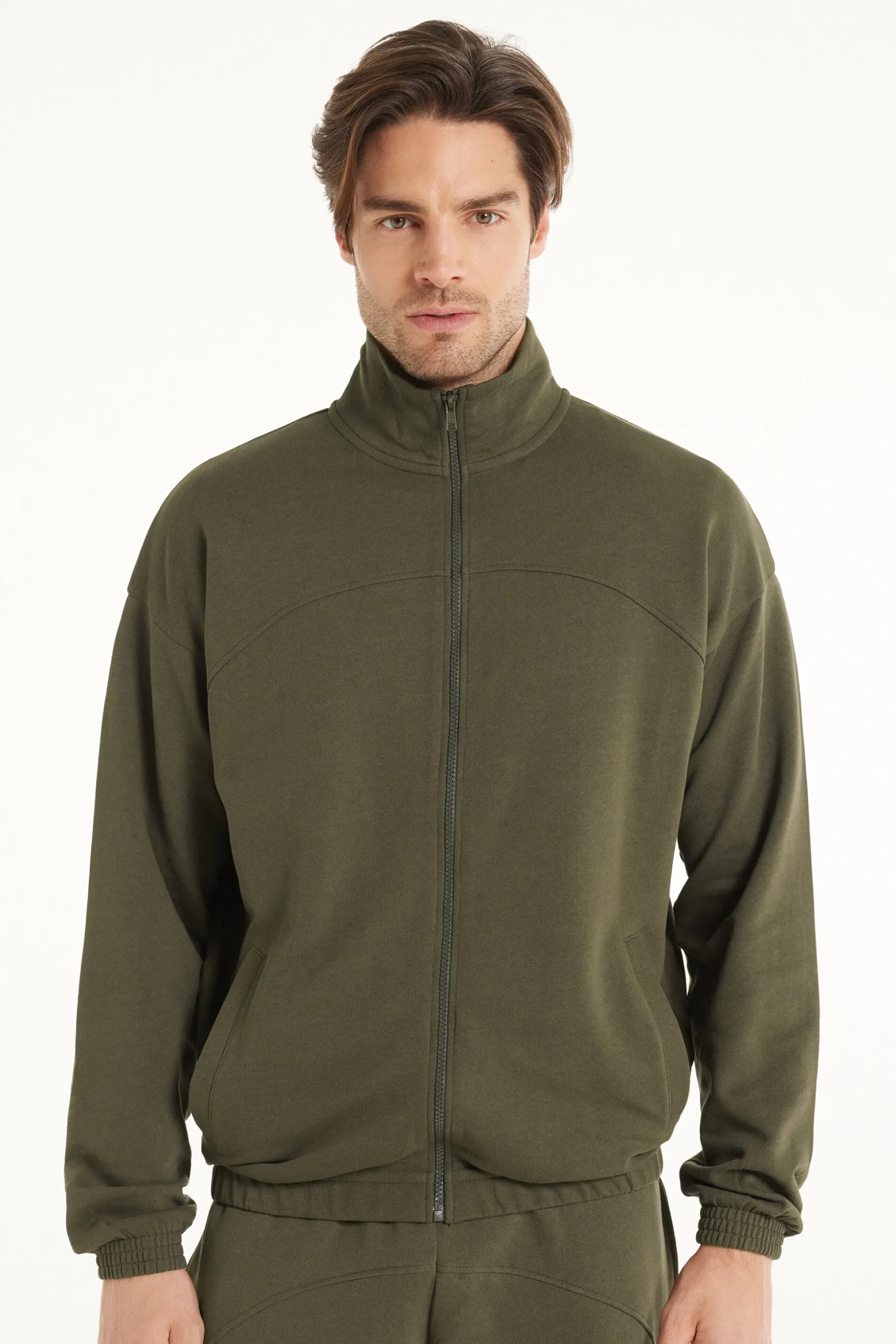 Basic Long Sleeve Pocket Zip Sweatshirt - Sweatshirts - Men | Tezenis