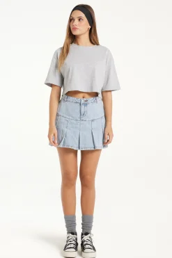 Box Pleat Denim Mini Skirt - Skirts - Women | Tezenis