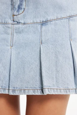 Box Pleat Denim Mini Skirt - Skirts - Women | Tezenis