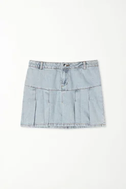 Box Pleat Denim Mini Skirt - Skirts - Women | Tezenis