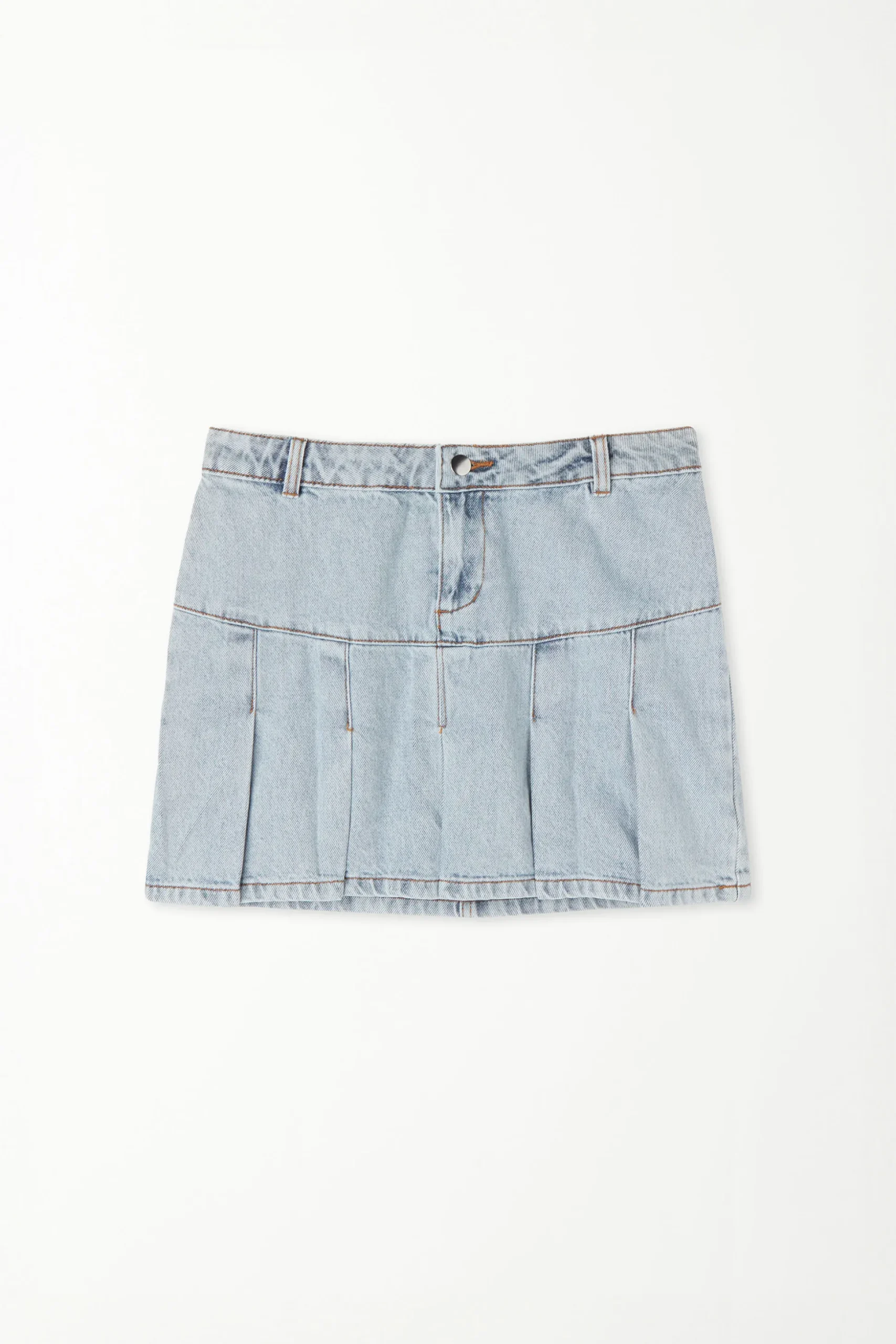 Box Pleat Denim Mini Skirt - Skirts - Women | Tezenis