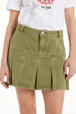 Box Pleat Denim Mini Skirt - Skirts - Women | Tezenis