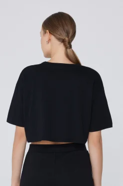 Boxy Crewneck Cropped Cotton T-Shirt - Short-Sleeved Tops - Women | Tezenis