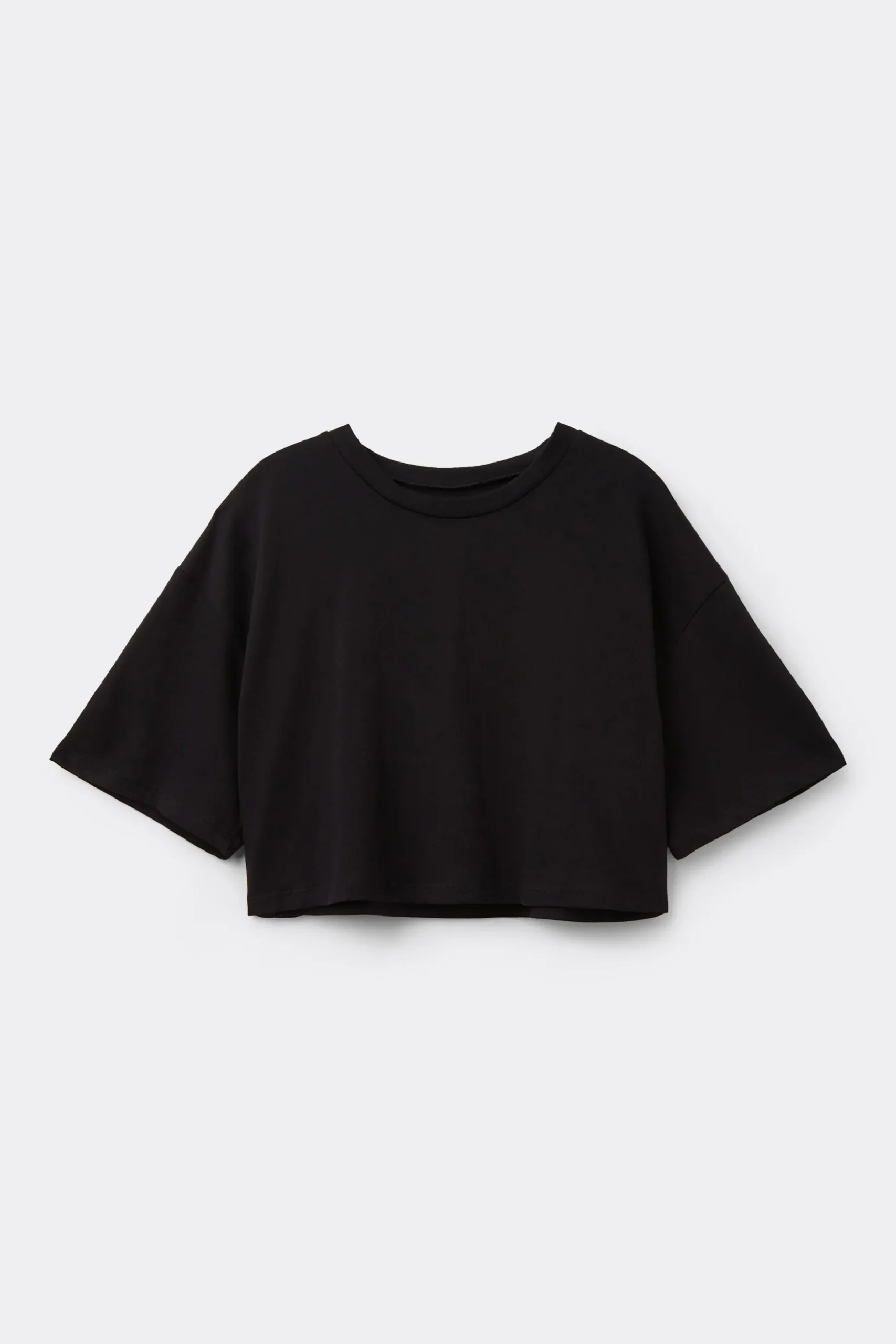 Boxy Crewneck Cropped Cotton T-Shirt - Short-Sleeved Tops - Women | Tezenis
