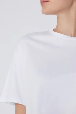 Boxy Crewneck Cropped Cotton T-Shirt - Short-Sleeved Tops - Women | Tezenis