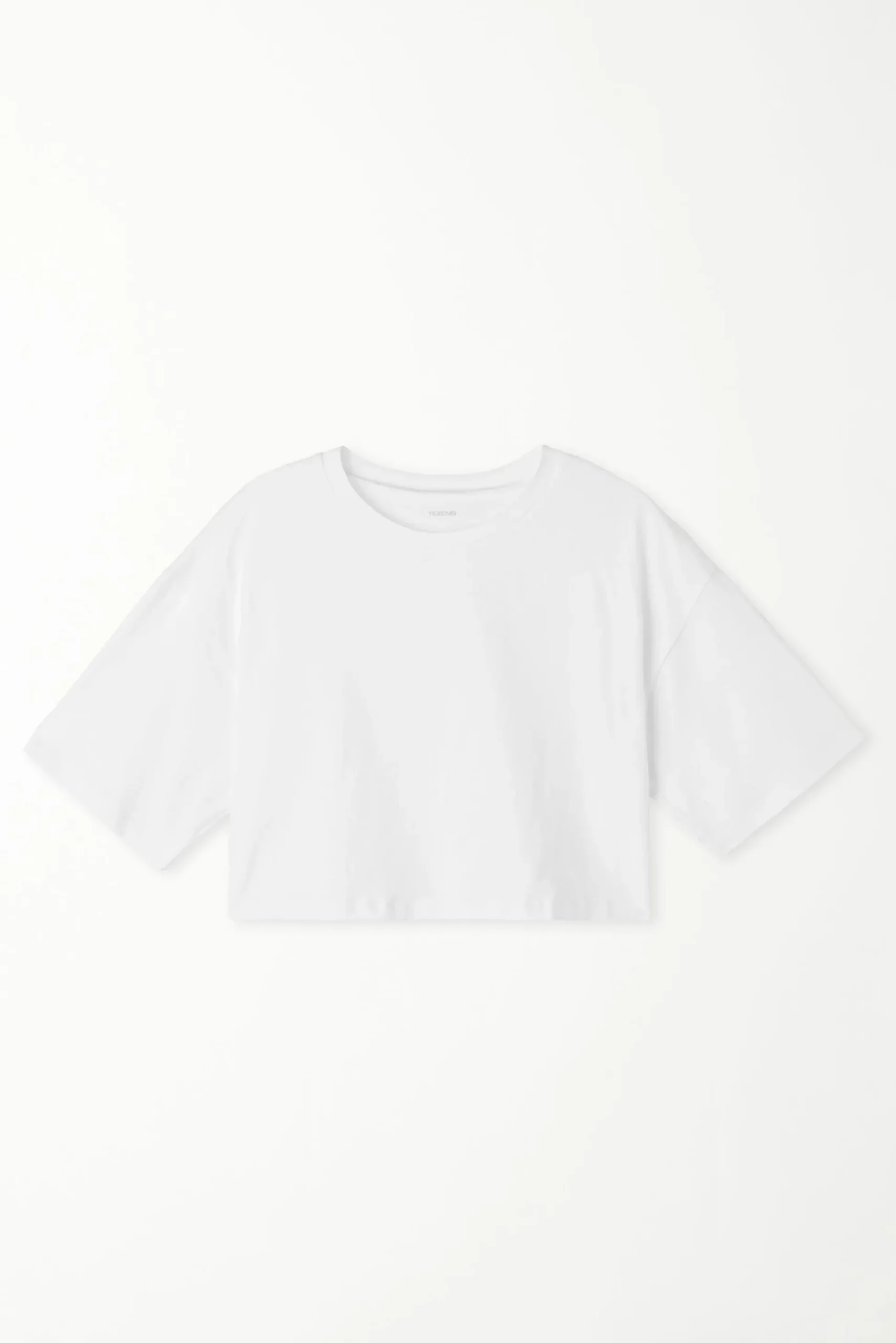 Boxy Crewneck Cropped Cotton T-Shirt - Short-Sleeved Tops - Women | Tezenis