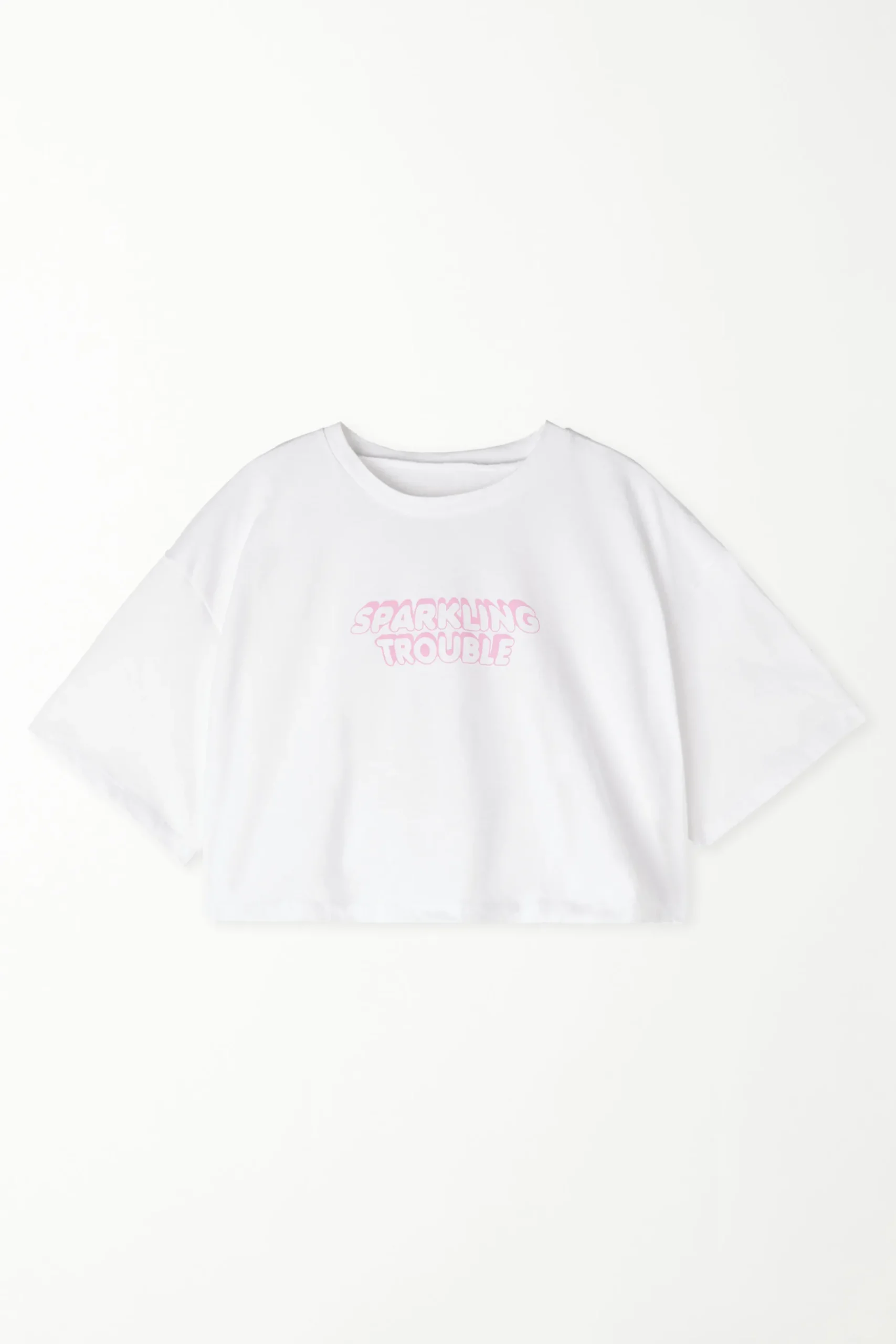 Boxy Crewneck Cropped Cotton T-Shirt - Short-Sleeved Tops - Women | Tezenis