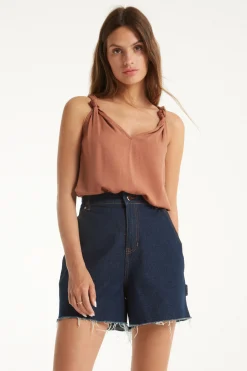 Brushed Fabric Knotted Tank Top - Tank Tops - Women | Tezenis