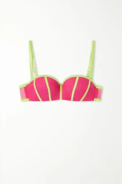 Colorful Tulle Ultra-Padded Bandeau Bra - Strapless And Bandeau - Women | Tezenis