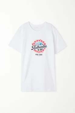 Cotton Printed T-shirt - Short-Sleeved Tops - Women | Tezenis