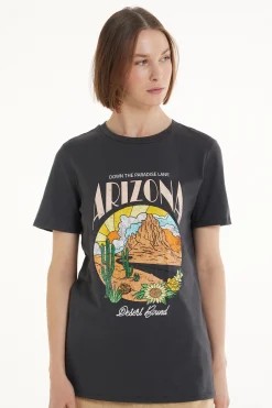 Cotton Printed T-shirt - Short-Sleeved Tops - Women | Tezenis