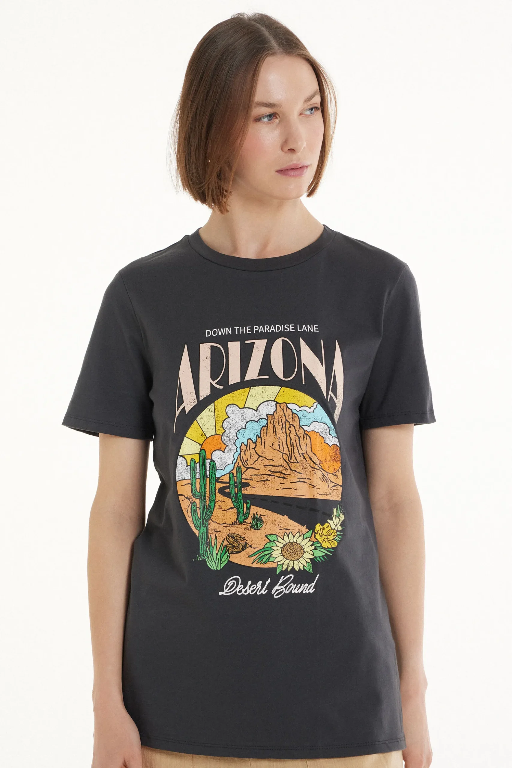 Cotton Printed T-shirt - Short-Sleeved Tops - Women | Tezenis