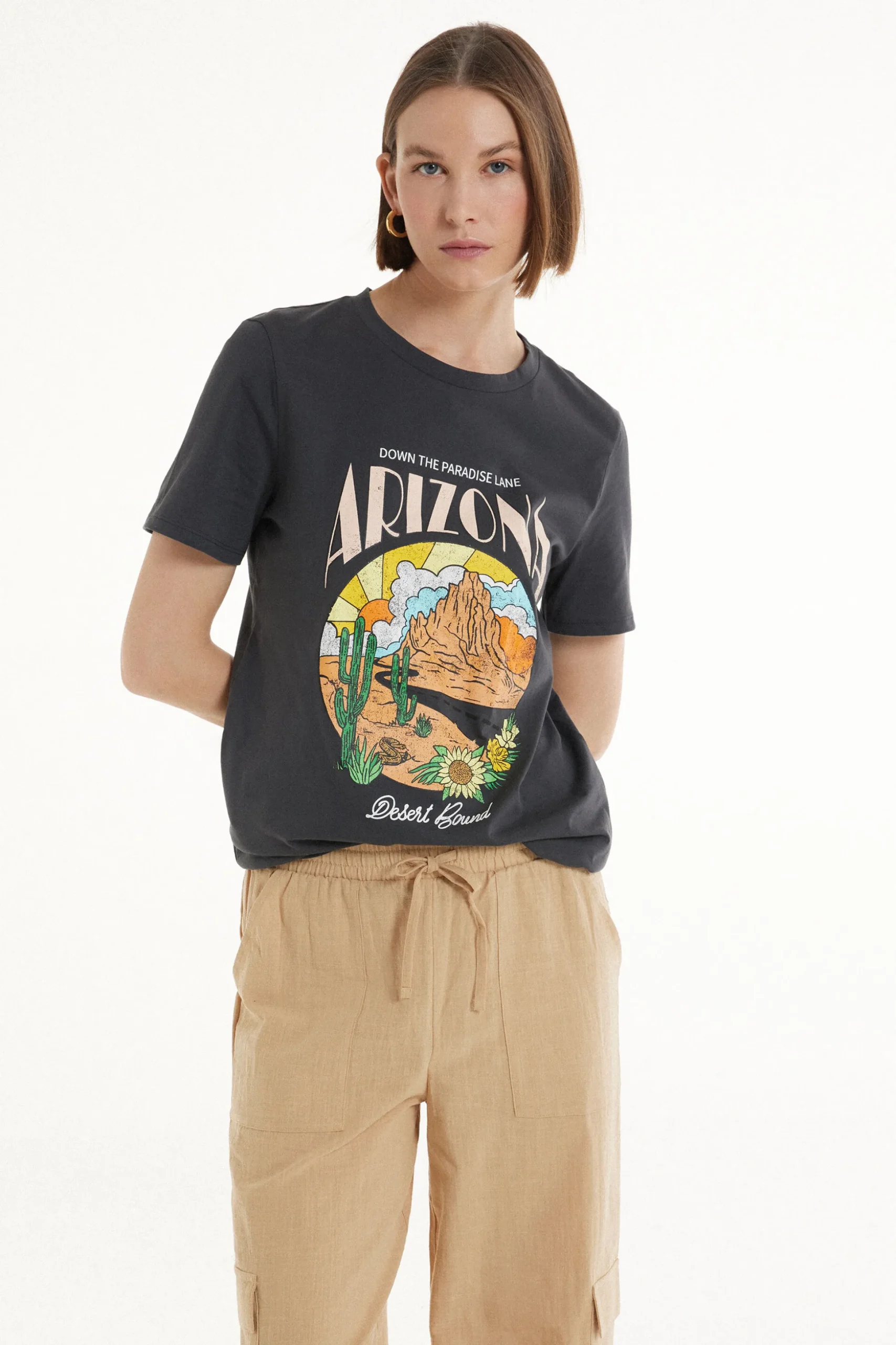 Cotton Printed T-shirt - Short-Sleeved Tops - Women | Tezenis