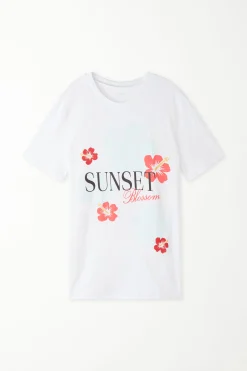 Cotton Printed T-shirt - Short-Sleeved Tops - Women | Tezenis