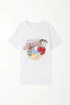 Cotton Printed T-shirt - Short-Sleeved Tops - Women | Tezenis