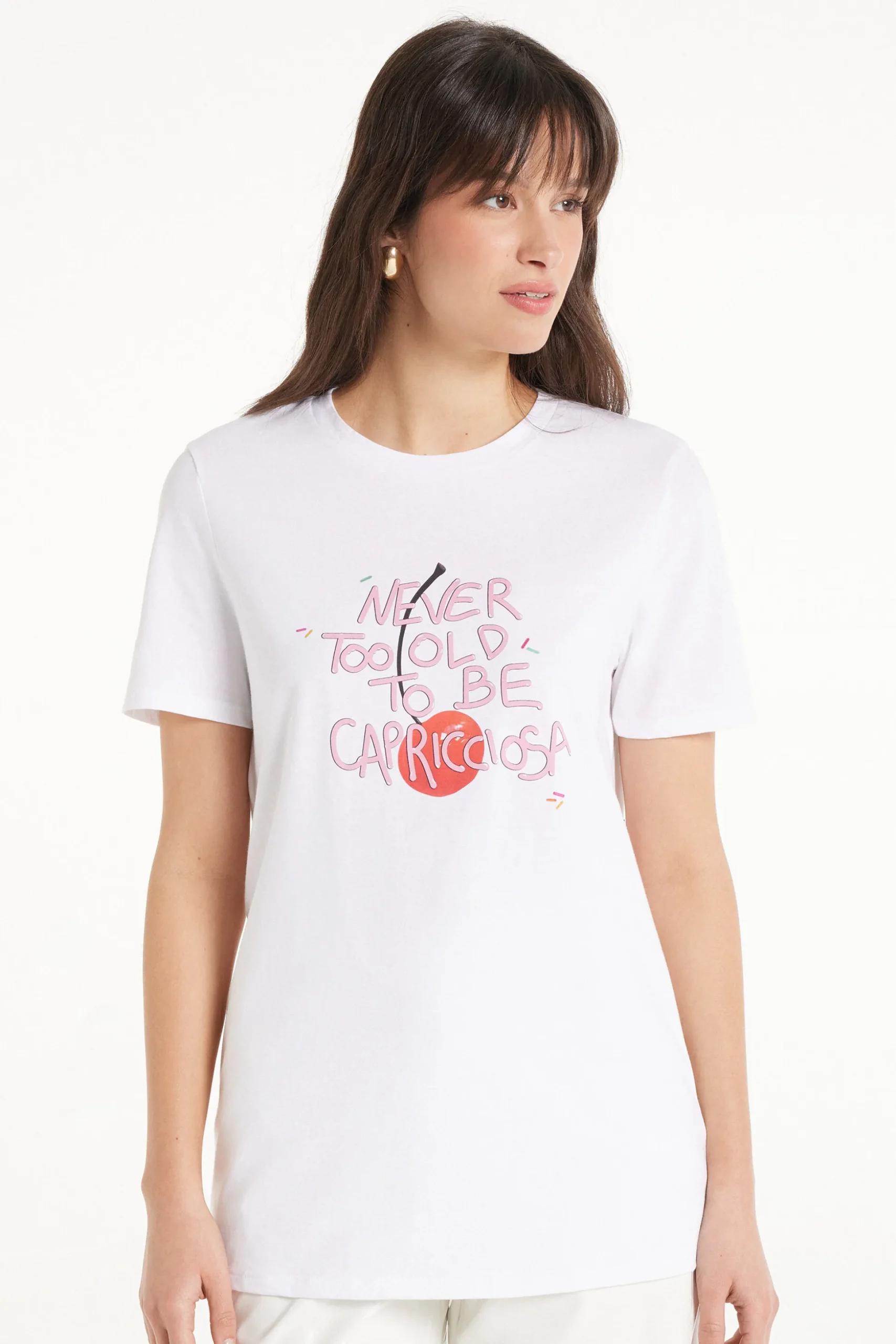 Cotton Printed T-shirt - Short-Sleeved Tops - Women | Tezenis