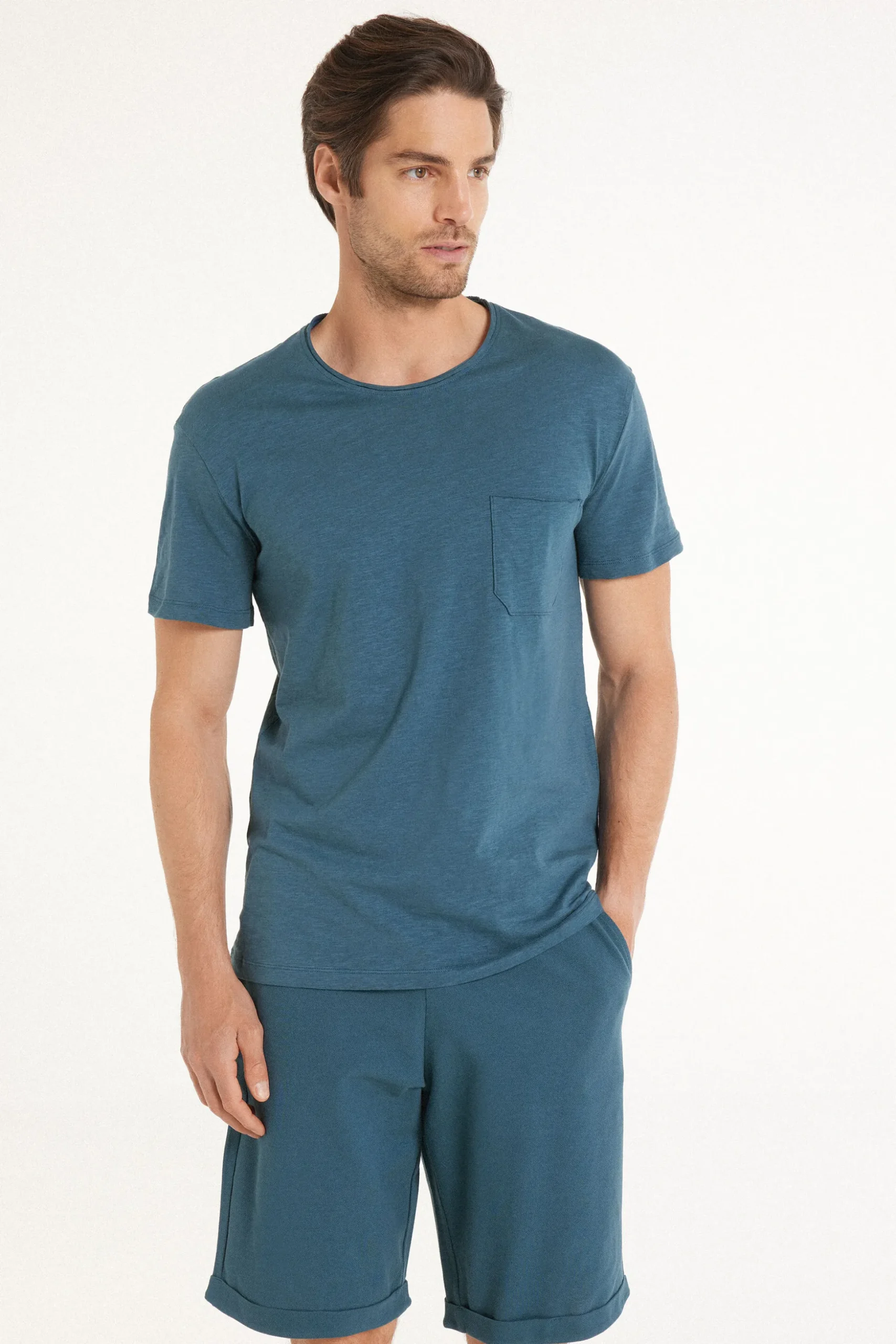 Cotton T-Shirt With Breast Pocket - T-Shirts - Men | Tezenis
