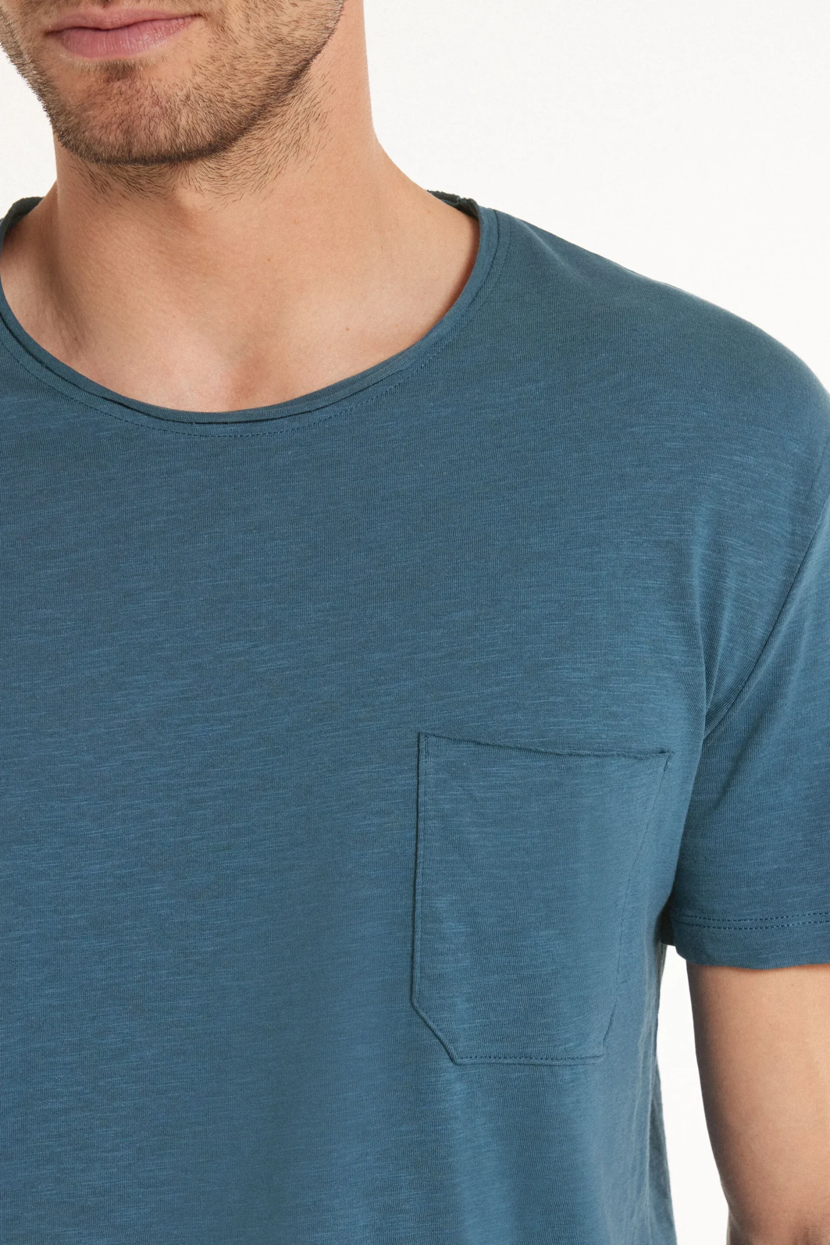 Cotton T-Shirt With Breast Pocket - T-Shirts - Men | Tezenis