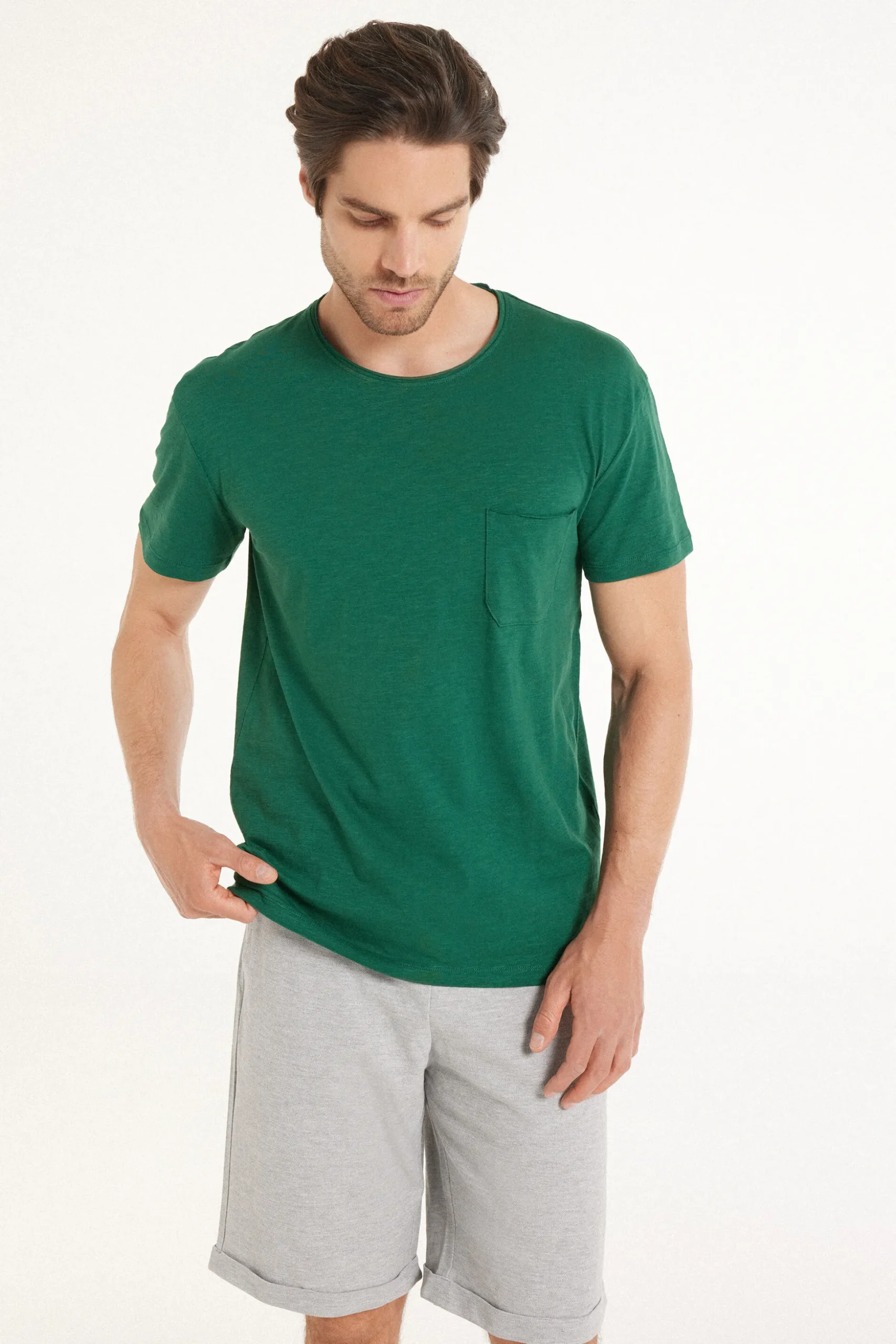 Cotton T-Shirt With Breast Pocket - T-Shirts - Men | Tezenis