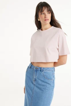 Crew Neck Cropped Cotton T-Shirt - Short-Sleeved Tops - Women | Tezenis