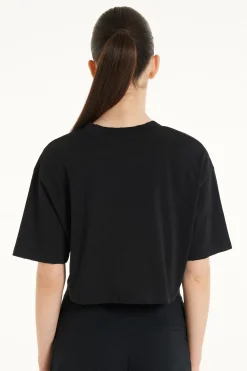Crew Neck Cropped Cotton T-Shirt - Short-Sleeved Tops - Women | Tezenis