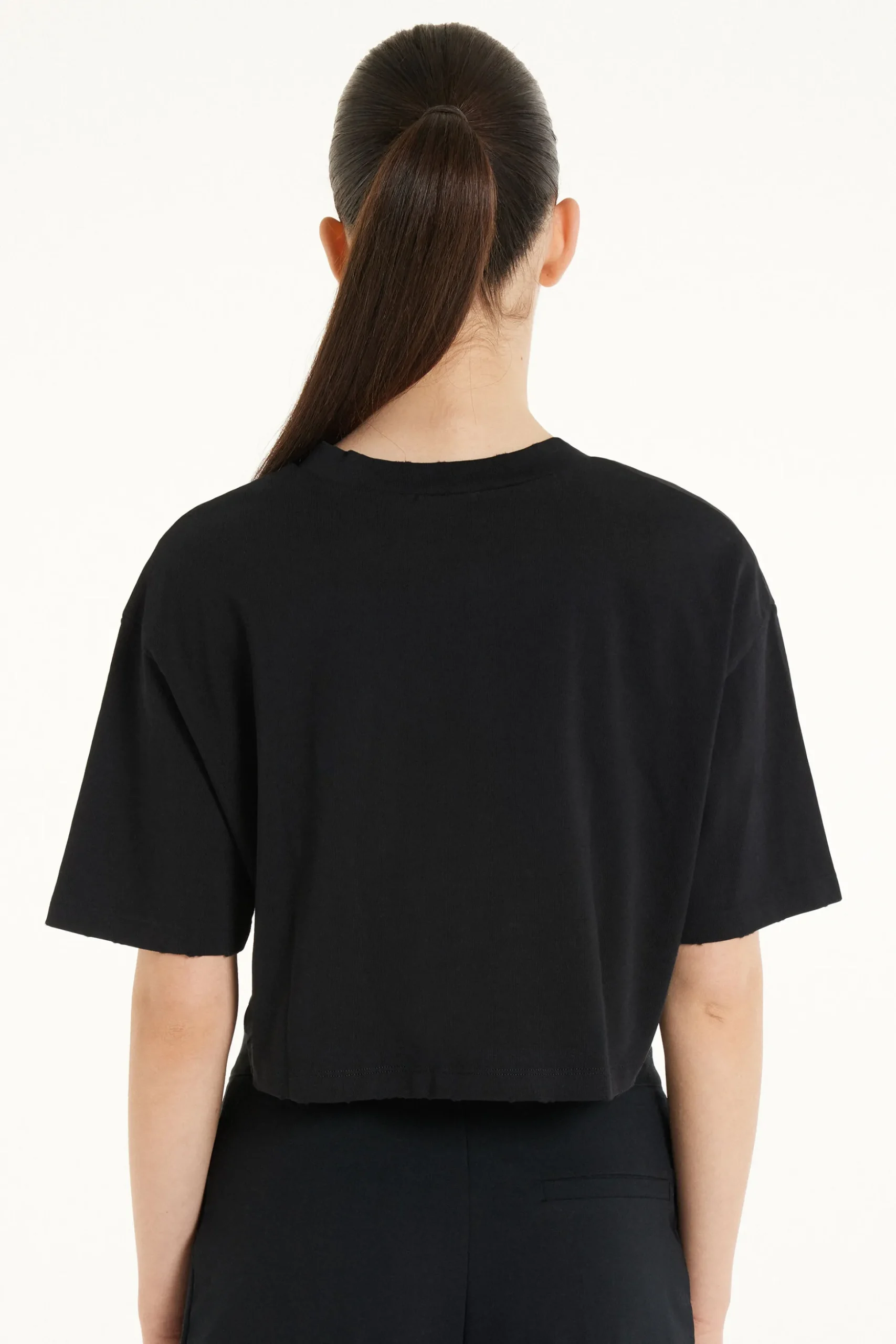 Crew Neck Cropped Cotton T-Shirt - Short-Sleeved Tops - Women | Tezenis