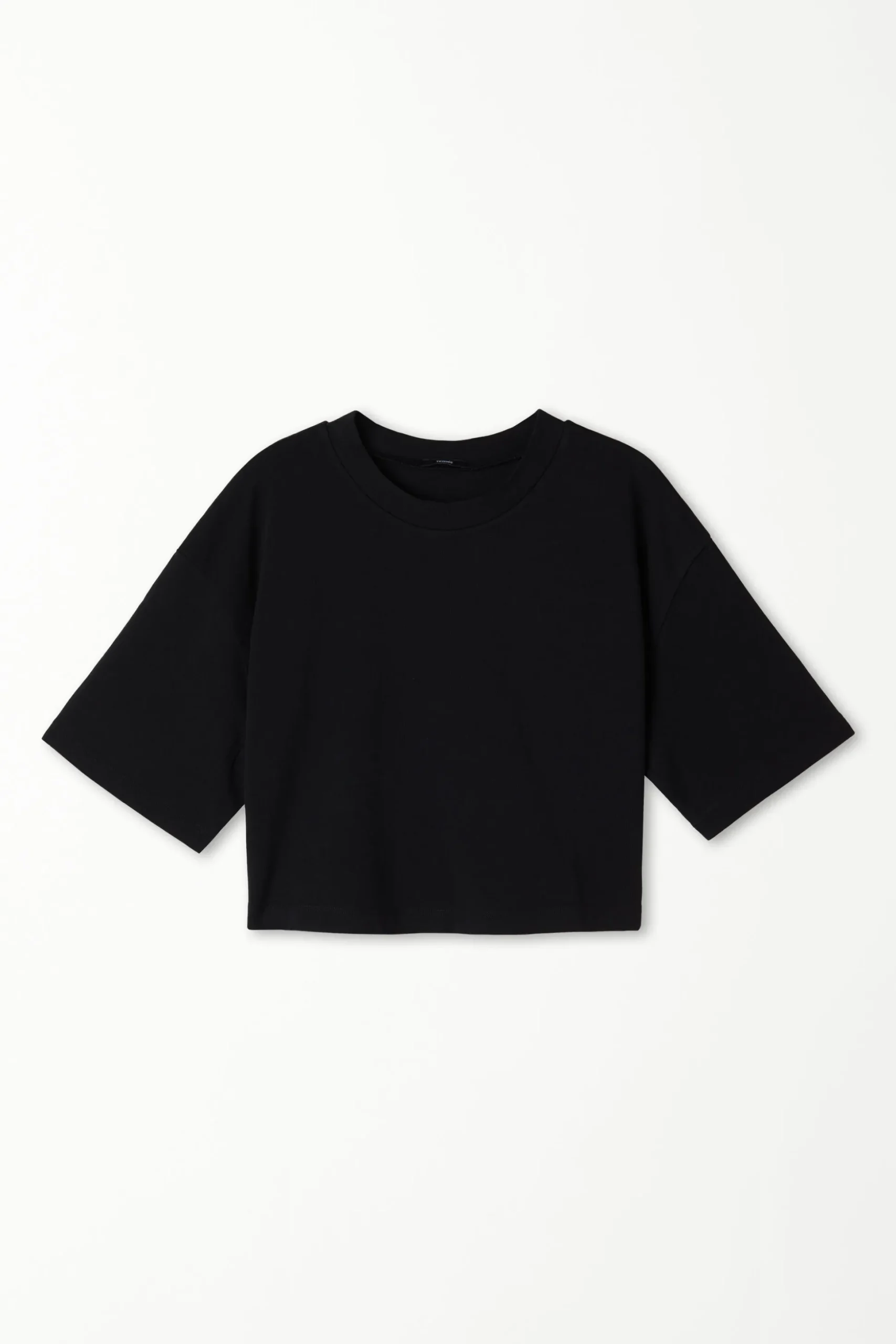 Crew Neck Cropped Cotton T-Shirt - Short-Sleeved Tops - Women | Tezenis