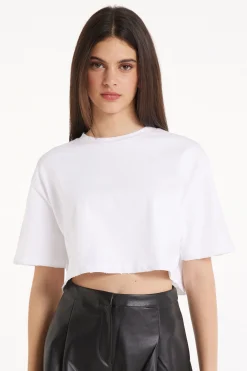 Crew Neck Cropped Cotton T-Shirt - Short-Sleeved Tops - Women | Tezenis