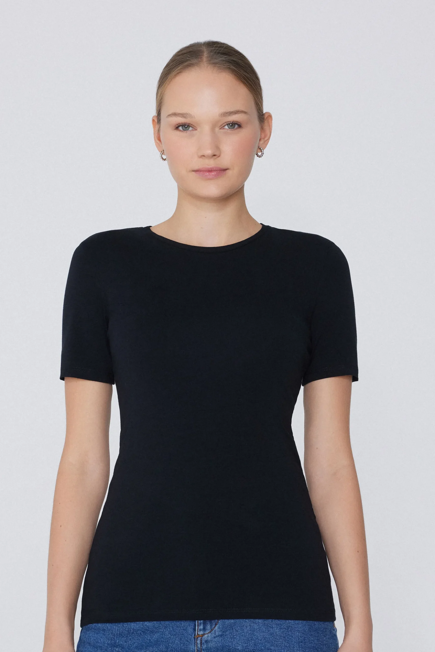 Crew-Neck Stretch-Cotton T-Shirt - Short-Sleeved Tops - Women | Tezenis
