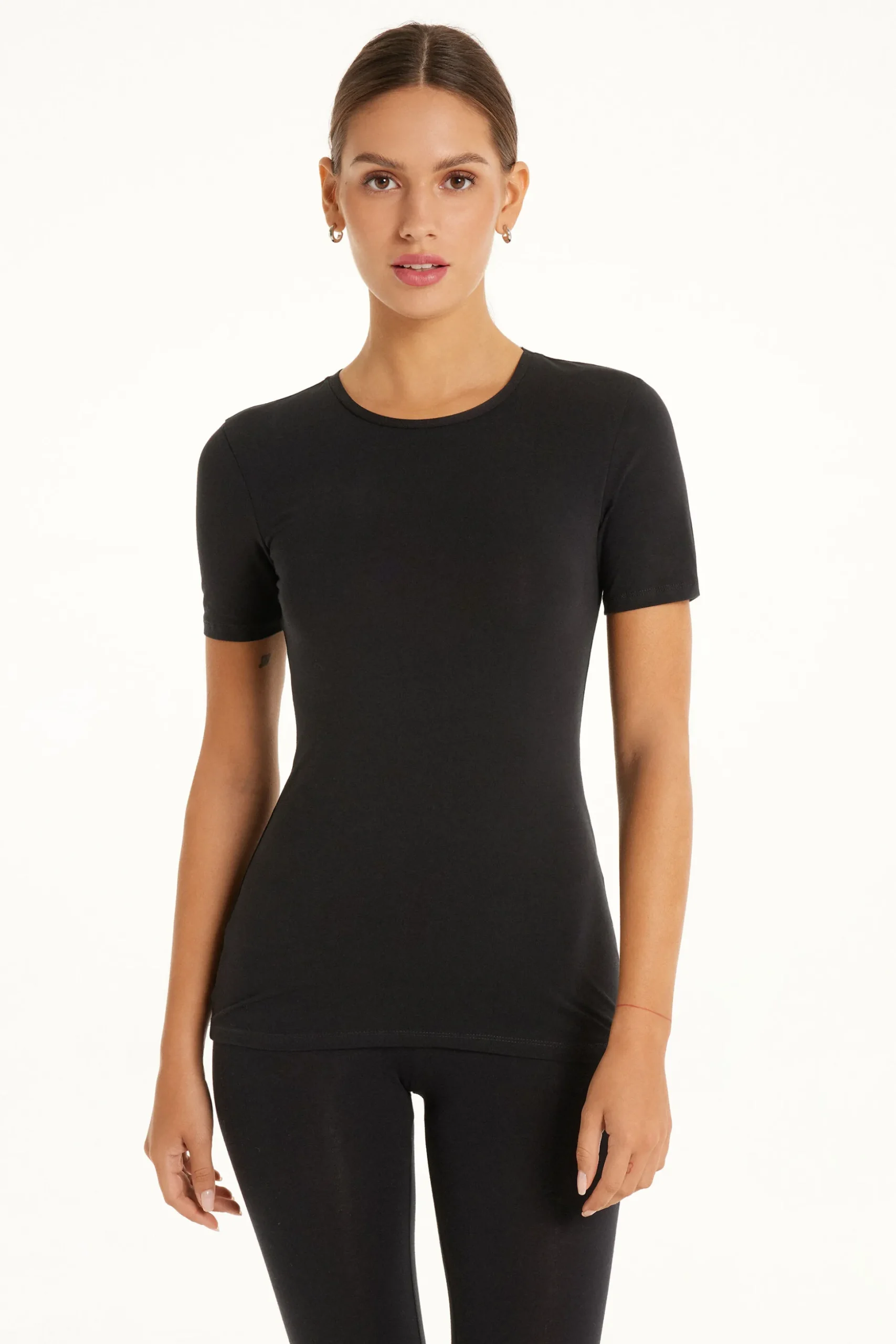Crew-Neck Stretch-Cotton T-Shirt - Short-Sleeved Tops - Women | Tezenis