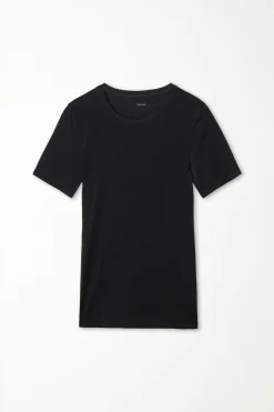 Crew-Neck Stretch-Cotton T-Shirt - Short-Sleeved Tops - Women | Tezenis