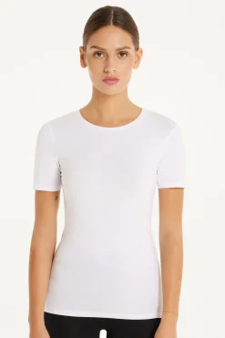 Crew-Neck Stretch-Cotton T-Shirt - Short-Sleeved Tops - Women | Tezenis
