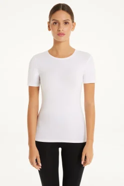 Crew-Neck Stretch-Cotton T-Shirt - Short-Sleeved Tops - Women | Tezenis