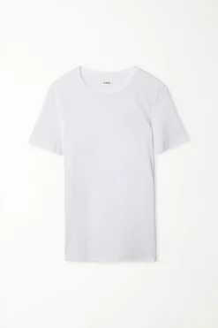 Crew-Neck Stretch-Cotton T-Shirt - Short-Sleeved Tops - Women | Tezenis