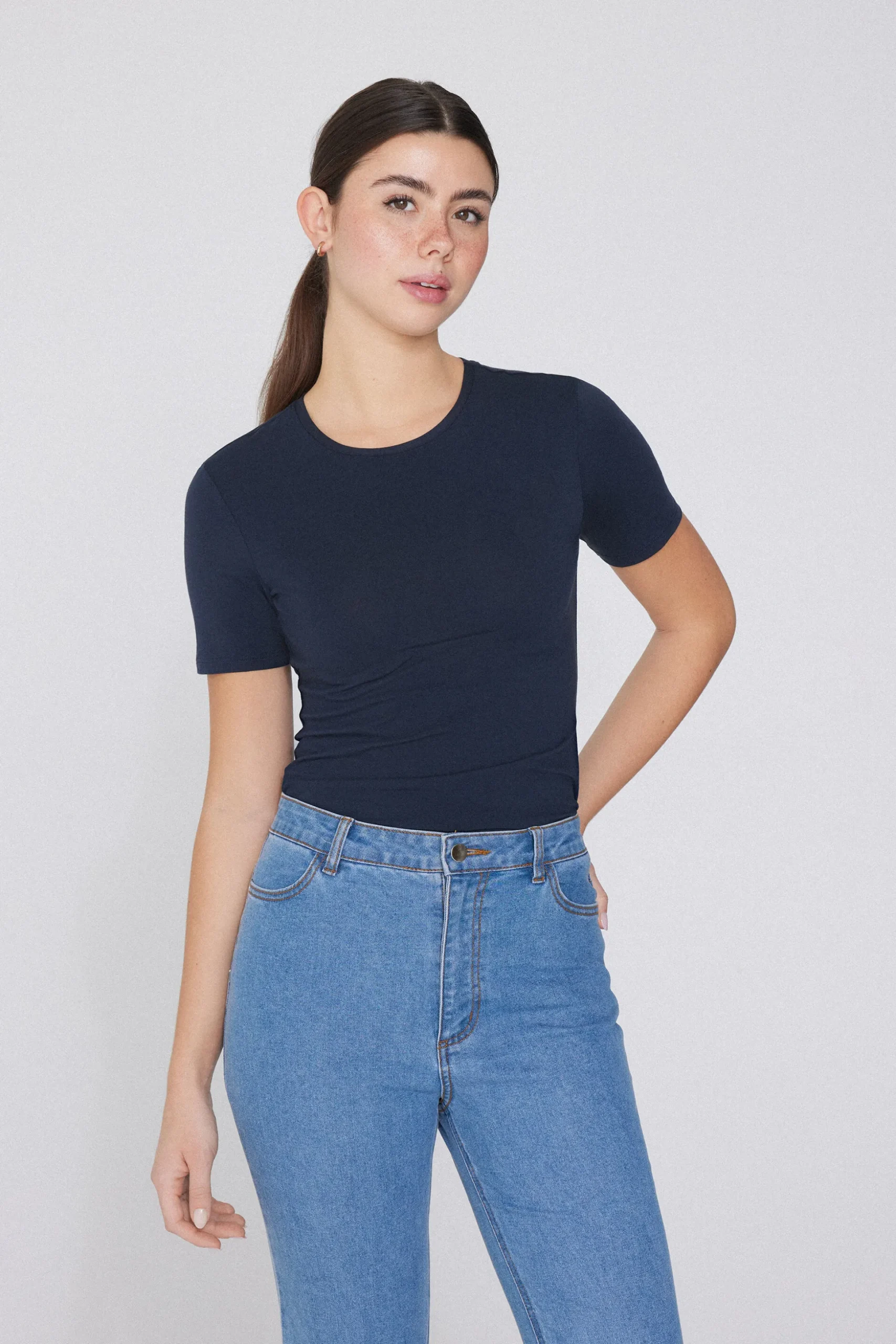Crew-Neck Stretch-Cotton T-Shirt - Short-Sleeved Tops - Women | Tezenis