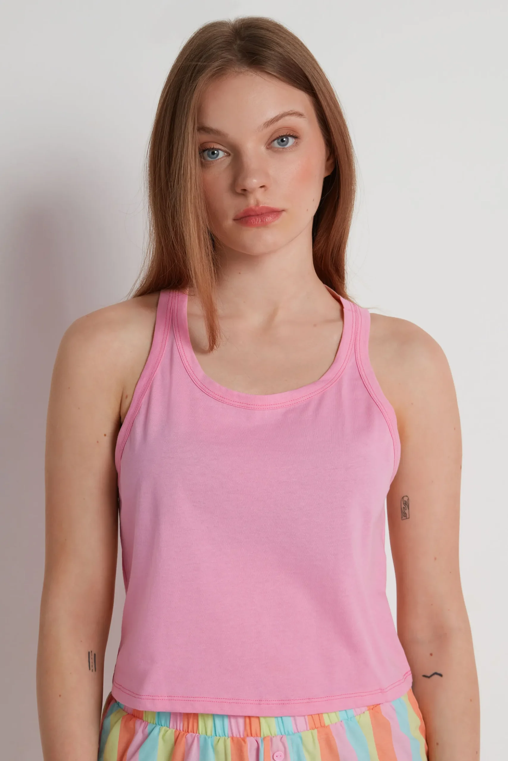 Cropped Cotton Halter Tank Top - Pajama Sets - Women | Tezenis