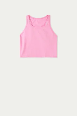 Cropped Cotton Halter Tank Top - Pajama Sets - Women | Tezenis