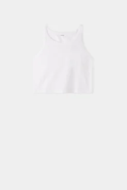 Cropped Cotton Halter Tank Top - Pajama Sets - Women | Tezenis